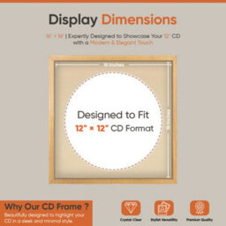 "16X16"" Oak Sleek Vinyl Record Frame With Ivory Mount For 12 Inch Lp Disc - Ak Frames" - thumbnail 2