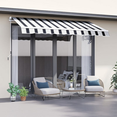 Outsunny Garden Sun Shade Canopy Retractable Awning, 2.5 X 2M, Blue And White - image 1
