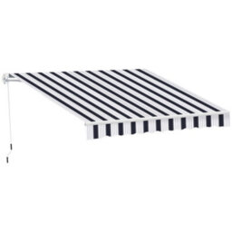 Outsunny Garden Sun Shade Canopy Retractable Awning, 2.5 X 2M, Blue And White - thumbnail 2