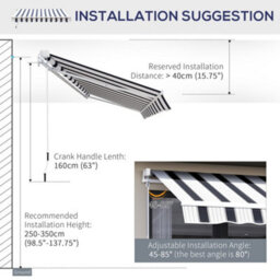 Outsunny Garden Sun Shade Canopy Retractable Awning, 2.5 X 2M, Blue And White - thumbnail 8