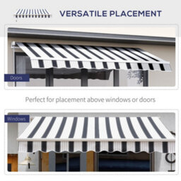 Outsunny Garden Sun Shade Canopy Retractable Awning, 2.5 X 2M, Blue And White - thumbnail 6