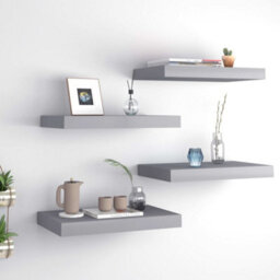 Berkfield Floating Wall Shelves 4 Pcs Grey 40X23X3.8 Cm Mdf - thumbnail 1