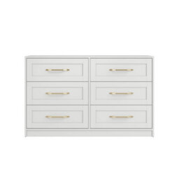 Wyld Haus Kahs White 6-Drawer Wooden Chest With Brushed Brass Handles - thumbnail 2