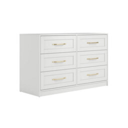 Wyld Haus Kahs White 6-Drawer Wooden Chest With Brushed Brass Handles - thumbnail 1