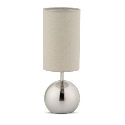 Lighting Supermarket Bedford Modern Silver Brushed Metal Ball Small Touch Control Table Lamp - image 1