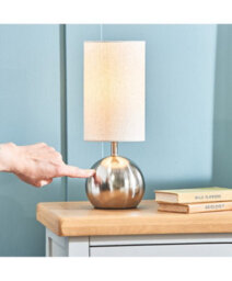 Lighting Supermarket Bedford Modern Silver Brushed Metal Ball Small Touch Control Table Lamp - thumbnail 4