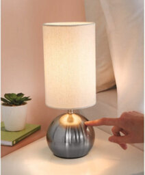 Lighting Supermarket Bedford Modern Silver Brushed Metal Ball Small Touch Control Table Lamp - thumbnail 5