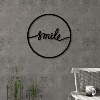 Decortie Modern Metal Wall Art Smile Theme Home Ornament Decorative Minimalist Design Hanging Wall Sculpture, Black - image 1