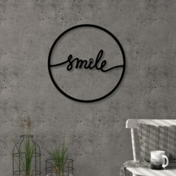 Decortie Modern Metal Wall Art Smile Theme Home Ornament Decorative Minimalist Design Hanging Wall Sculpture, Black - thumbnail 1