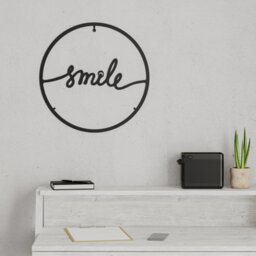 Decortie Modern Metal Wall Art Smile Theme Home Ornament Decorative Minimalist Design Hanging Wall Sculpture, Black - thumbnail 6