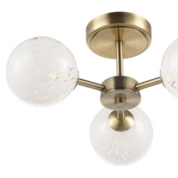 Happy Homewares Designer Antique Brass Ceiling Light With White Confetti Snowflake Glass Shades - thumbnail 4