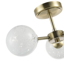 Happy Homewares Designer Antique Brass Ceiling Light With White Confetti Snowflake Glass Shades - thumbnail 3
