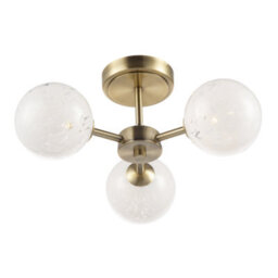 Happy Homewares Designer Antique Brass Ceiling Light With White Confetti Snowflake Glass Shades - thumbnail 5