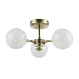 Happy Homewares Designer Antique Brass Ceiling Light With White Confetti Snowflake Glass Shades - thumbnail 2