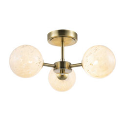 Happy Homewares Designer Antique Brass Ceiling Light With White Confetti Snowflake Glass Shades - thumbnail 1