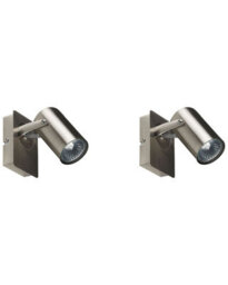 Beliani Silver Industrial Wall Lamp Set Of 2 With Adjustable Arms, Satin Powder-Coated Iron, Compact Uplighter Pair - thumbnail 2