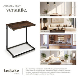 Tectake Bedside Table Ruston - Industrial Style, With Tilting Tabletop, 55 X 35 X 66.5 Cm - Industrial Wood Dark, Rustic - thumbnail 7
