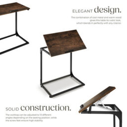 Tectake Bedside Table Ruston - Industrial Style, With Tilting Tabletop, 55 X 35 X 66.5 Cm - Industrial Wood Dark, Rustic - thumbnail 3