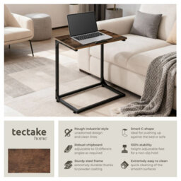 Tectake Bedside Table Ruston - Industrial Style, With Tilting Tabletop, 55 X 35 X 66.5 Cm - Industrial Wood Dark, Rustic - thumbnail 2