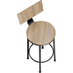 Tectake Bar Stools Poole With Backrest In Industrial Style - Industrial Wood Light, Oak Sonoma, Set Of 2 - thumbnail 3