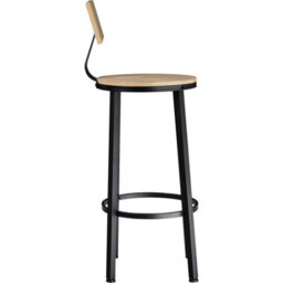 Tectake Bar Stools Poole With Backrest In Industrial Style - Industrial Wood Light, Oak Sonoma, Set Of 2 - thumbnail 2