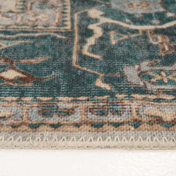 Loomed Distressed Teal Blue Beige Persian Style Washable Non Slip Runner Rug 60X240Cm - thumbnail 7