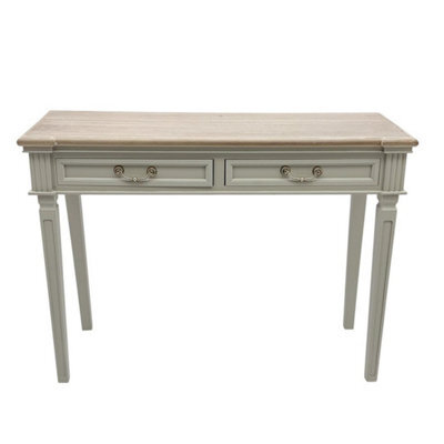Minster 2 Drawers Hall Table - Wood - L40 X W90 X H78 Cm - Light Grey/brown - image 1