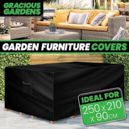 Gracious Gardens Rectangular 250X210X90Cm Outdoor Patio Waterproof Garden Furniture Cover, Weatherproof Rattan Sofa Protector - thumbnail 2