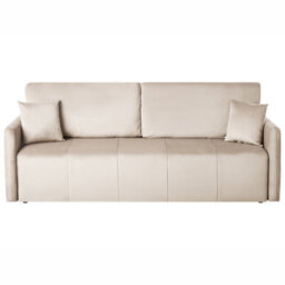 Beliani Sofa Bed 3 Seater Egge Velvet Taupe - thumbnail 1