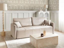 Beliani Sofa Bed 3 Seater Egge Velvet Taupe - thumbnail 2