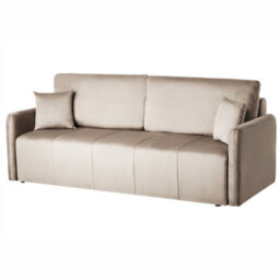Beliani Sofa Bed 3 Seater Egge Velvet Taupe - thumbnail 4