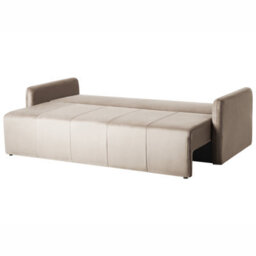 Beliani Sofa Bed 3 Seater Egge Velvet Taupe - thumbnail 5