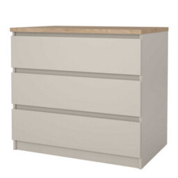 Wyld Haus Budapest Cream Chest With Natural Oak Effect Top 3 Drawers - thumbnail 5