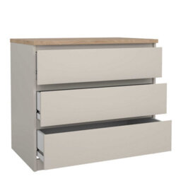 Wyld Haus Budapest Cream Chest With Natural Oak Effect Top 3 Drawers - thumbnail 6