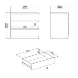 Wyld Haus Budapest Cream Chest With Natural Oak Effect Top 3 Drawers - thumbnail 9
