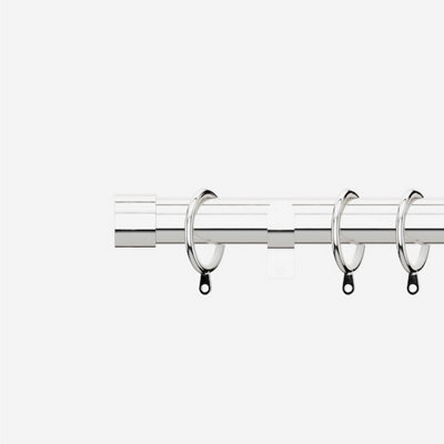 Polished Chrome 28mm End Cap Fixed Length Metal Curtain Pole 230Cm - image 1