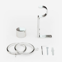 Polished Chrome 28mm End Cap Fixed Length Metal Curtain Pole  230Cm - thumbnail 3