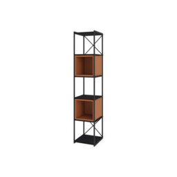 Decortie Modern Vale Mini Bookcase Versatile Display Unit 5-Tier Metal Frame 2 Adjustable Shelf 18mm (Black Wood, Cinnamon) - thumbnail 2