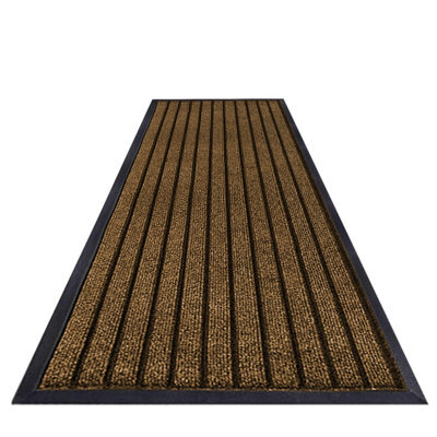 Imperial Rooms Dirt Absorbent Brown Rubber Mat Non Slip Washable Striped Barrier Mat 0.8M X 1.5M - image 1