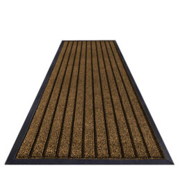 Imperial Rooms Dirt Absorbent Brown Rubber Mat Non Slip Washable Striped Barrier Mat 0.8M X 1.5M - thumbnail 1