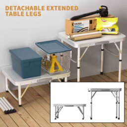 Portable Folding Table Collapsible Picnic Table Aluminum Frame Multipurpose Desk For Garden Kitchen And Outdoor Use 60Cm - thumbnail 4