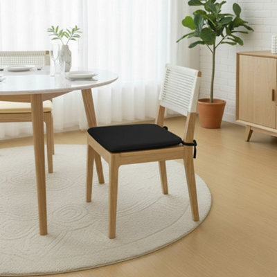 Foam Seat Pad With Ties Comfortable Chair Cushion For Dining, Kitchen Garden Seating Black - image 1