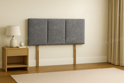 Comfy Deluxe Grey Coniston Velvet 3 Panel  6Ft Superking  Headboard 20Inch