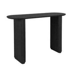 Sweeek - Oval Console Rubberwood And Oak-Effect Veneer Black 120X38X75 Cm - Gabrielle - thumbnail 2
