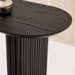 Sweeek - Oval Console Rubberwood And Oak-Effect Veneer Black 120X38X75 Cm - Gabrielle - thumbnail 6