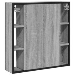 Walplus Bathroom Mirror Cabinet Grey Sonoma 60X16X60 Cm Engineered Wood - thumbnail 8