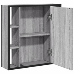 Walplus Bathroom Mirror Cabinet Grey Sonoma 60X16X60 Cm Engineered Wood - thumbnail 6