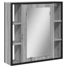 Walplus Bathroom Mirror Cabinet Grey Sonoma 60X16X60 Cm Engineered Wood - thumbnail 2