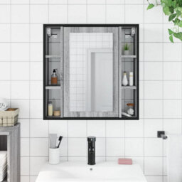Walplus Bathroom Mirror Cabinet Grey Sonoma 60X16X60 Cm Engineered Wood - thumbnail 3