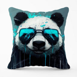 Warren Reed Designer Panda With Blue Glasses Splashart Outdoor Cushion 45Cm X 45Cm - thumbnail 1